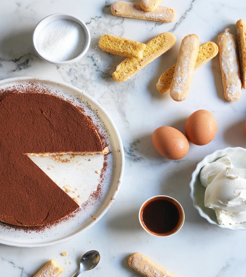 Ingredienti naturali e freschi della ricetta originale del Tiramisù di Treviso